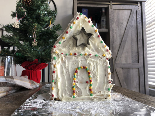 decorated gingerbread house